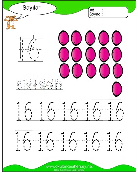 okul öncesi 1 sayısı çizgi çalışması